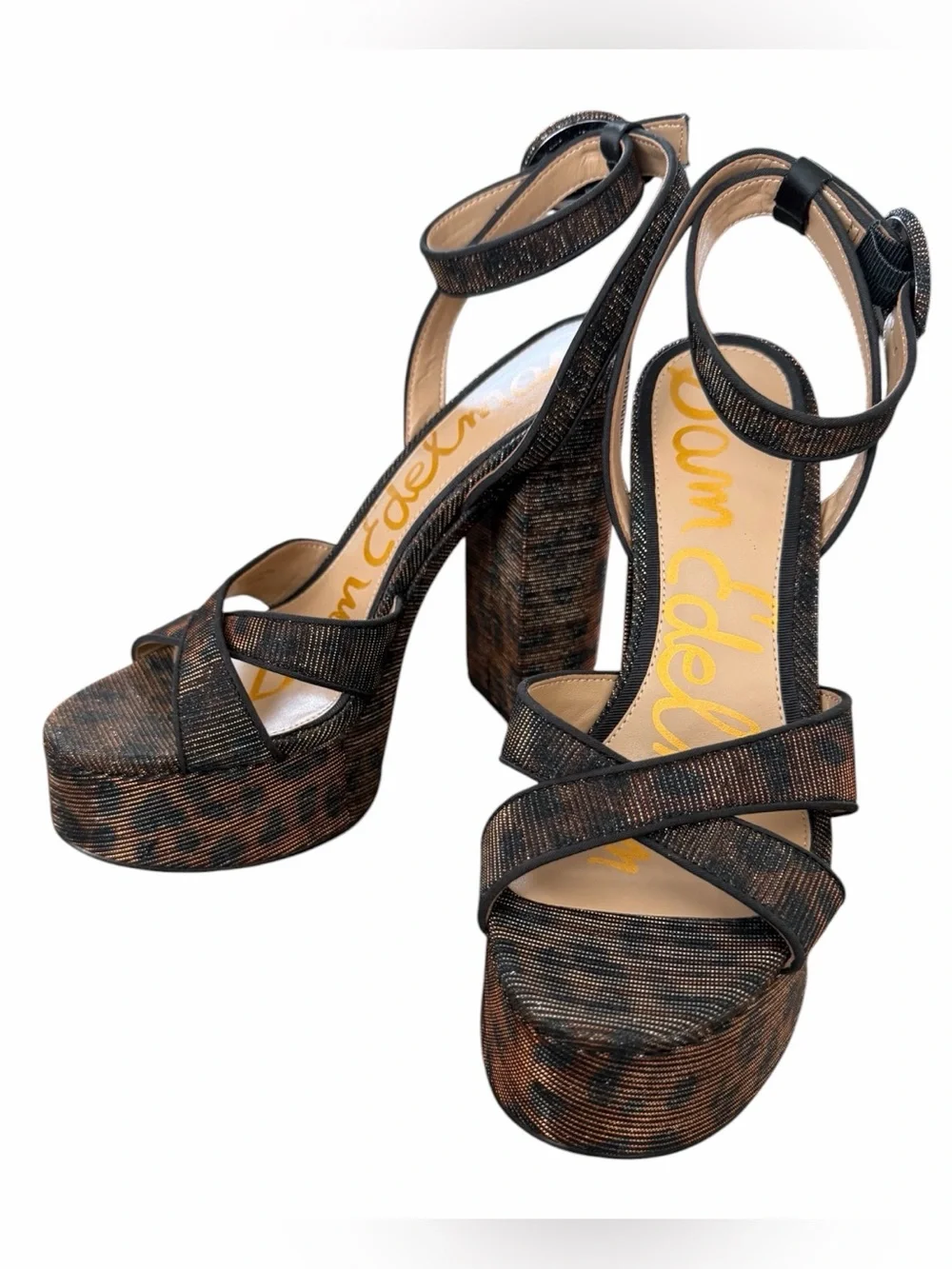 Sam Edelman Black Metallic Multi-Thread Platform Sandal